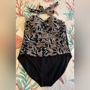 Aqua Green Black Swimsuit